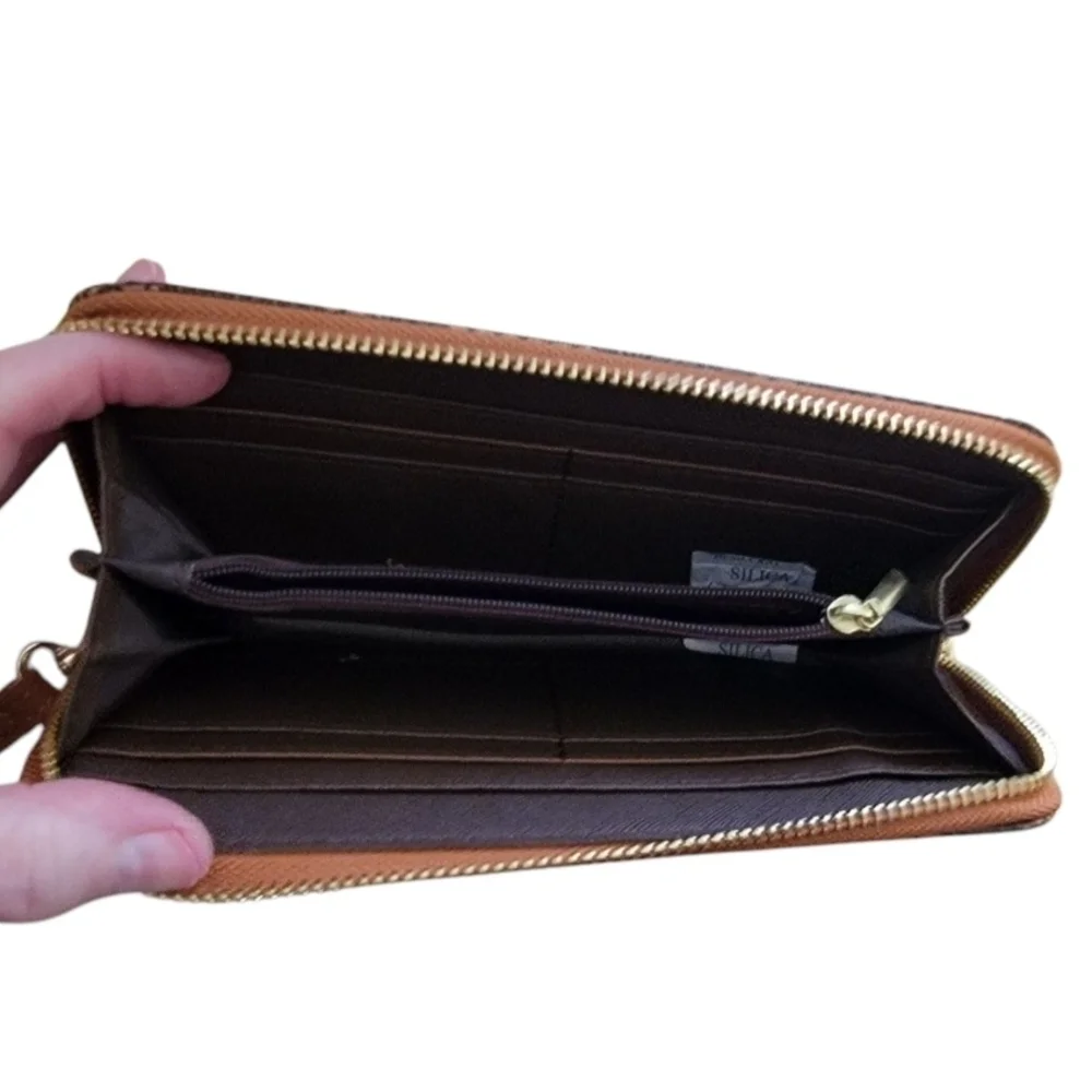 Geometric Black and Brown Wallet - Picture 3 of 4